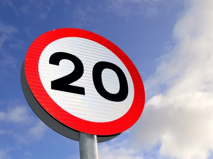 20 speed limit sign