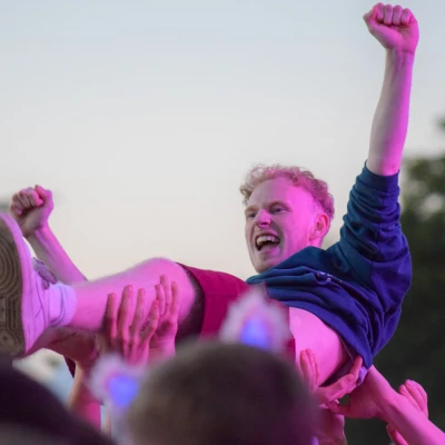 a concert goer enjoys the music