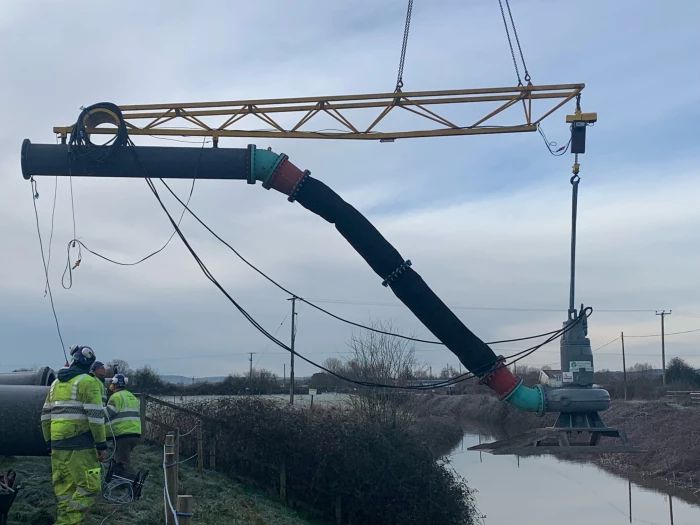 a submersible pump being lowered at northmoor