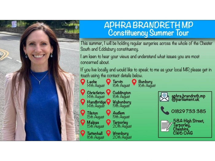 alphra brandreth counstituency surgeries august 2024