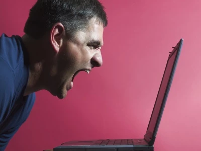 angry man with pc