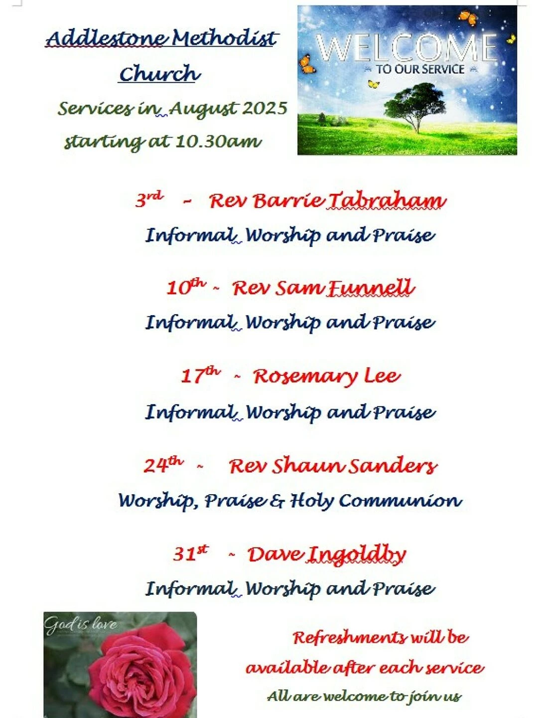 august 2025 sunday services