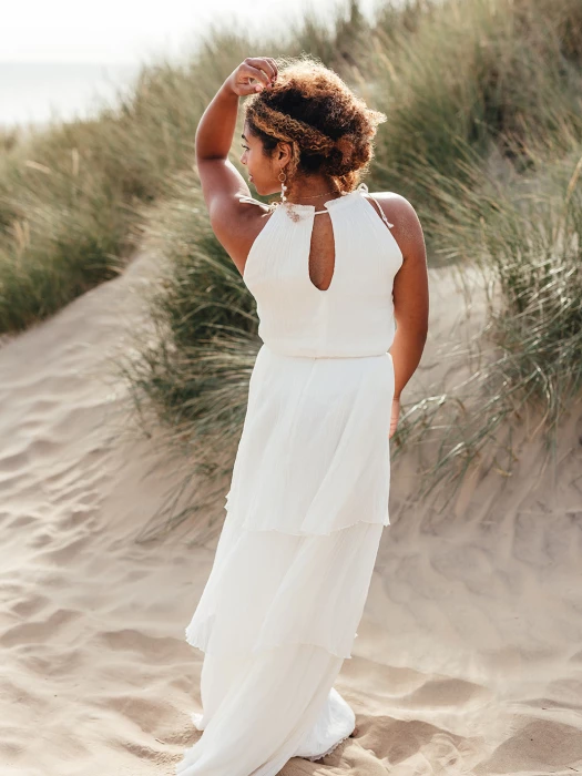 back view keyhole beach top tiered skirt p