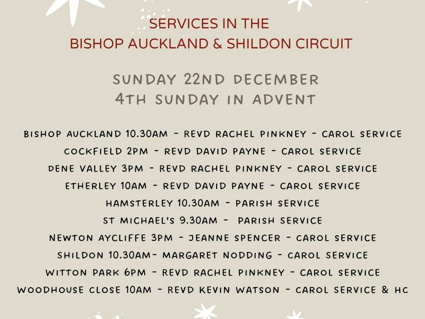 bas advent 4 services 2024