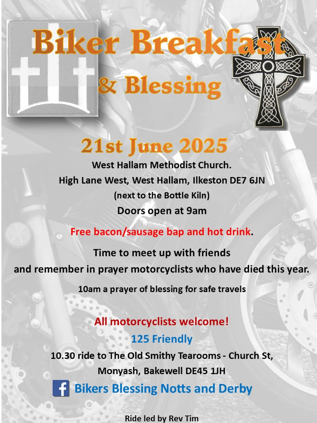 biker breakfast and blessing flyer june 2025