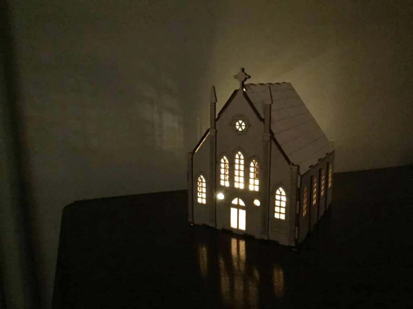 chapel, chapel model, light, lit