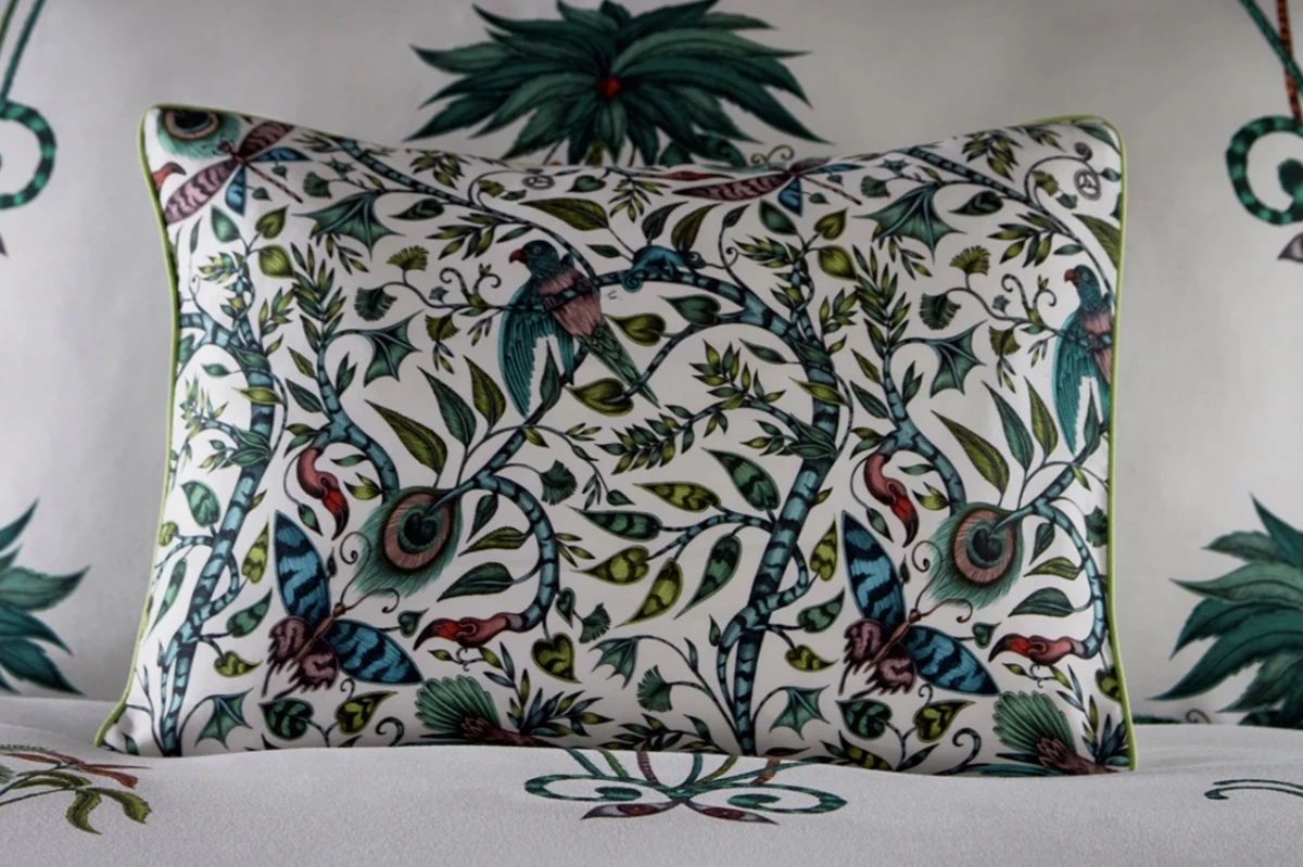 Cushion with leaf patterns
