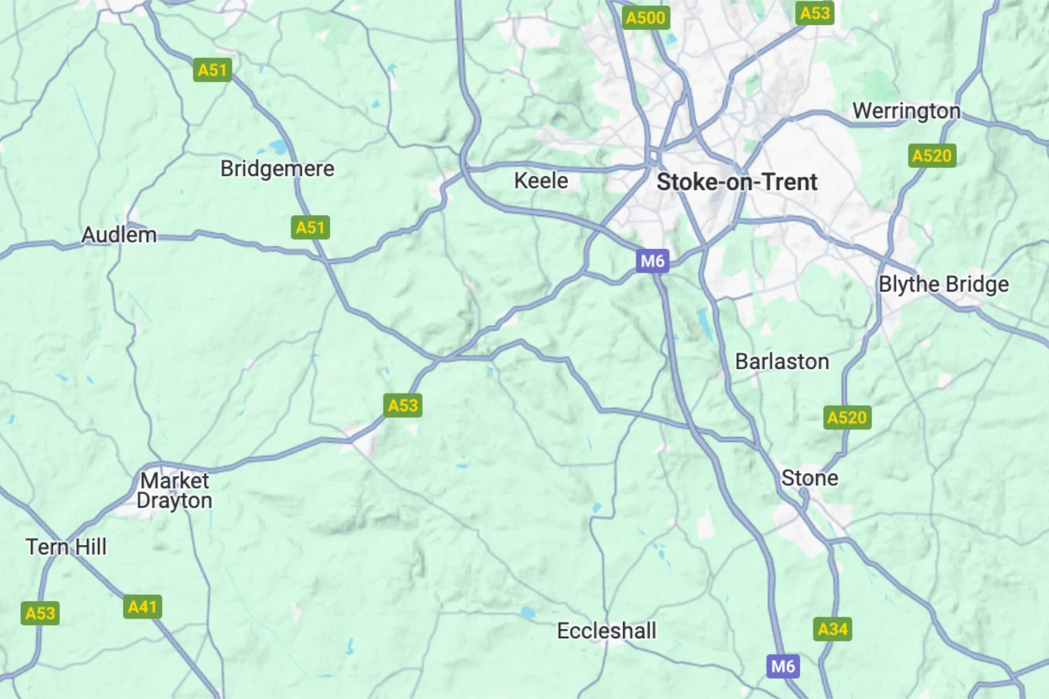 Map of North Staffordshire