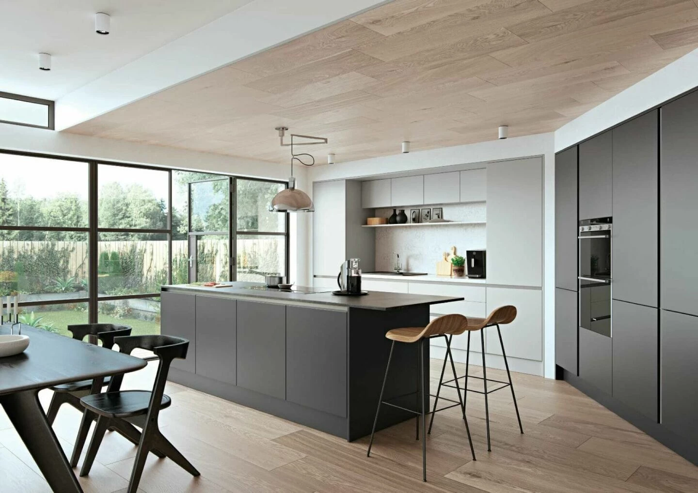 Alku Modern Handleless Matt Kitchen With Island 3
