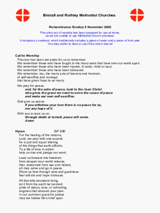 8th November 20 service material