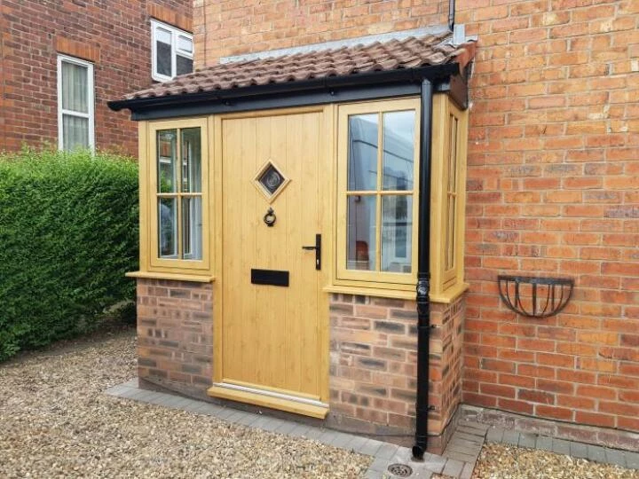 Porch door with gravel drive