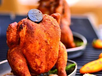Beer Can Chicken With Herb   Butter Paprika Rub