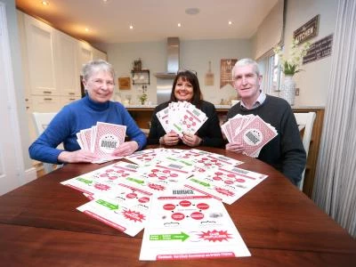 Redrow Sales Consultant Anita Gillespie with Tattenhall Bridge Club members Val Meeks and John Ryan and some of the literature provided by Redrow Homes.credit:  leeboswellphotography.com