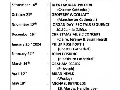 Poster Organ Recitals 2023 to 2024