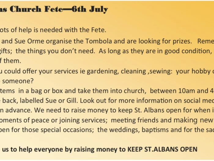 Can you Help Village Fete