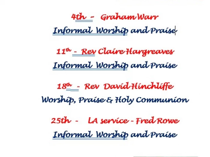 Sunday Services August 2024