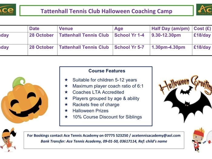 Tennis Club Halloween Coaching Camp