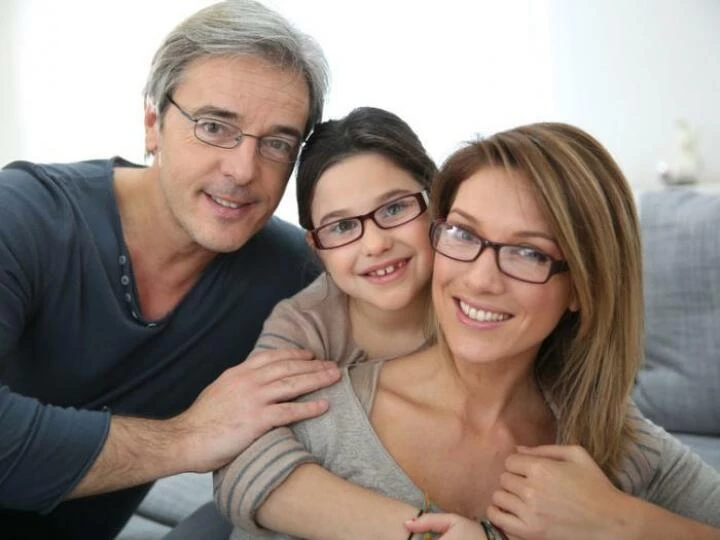 Family wearing glasses