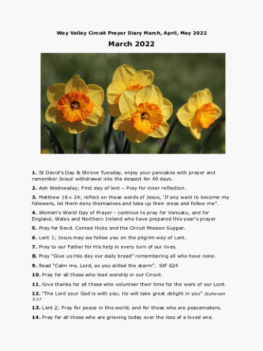 Circuit Prayer Diary March 2022