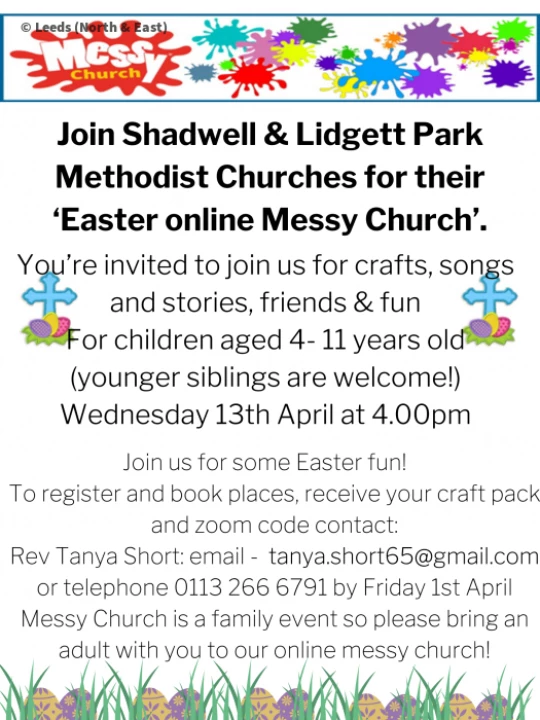 Join Shadwell & Lidgett Park Methodist Churches for their 'Easter online Messy Church'-