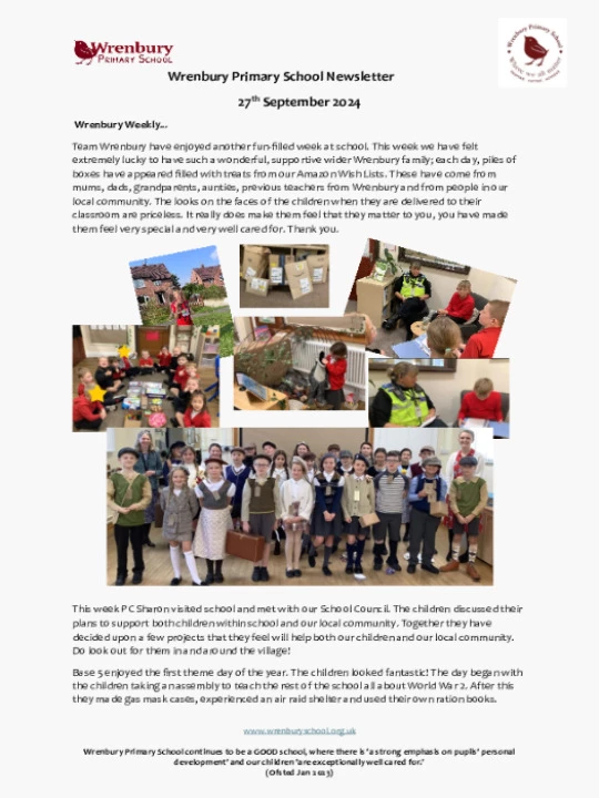 Wrenbury Newsletter 27th September 2024