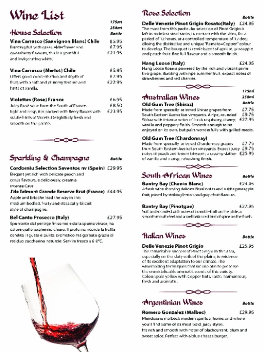Drinks Menu