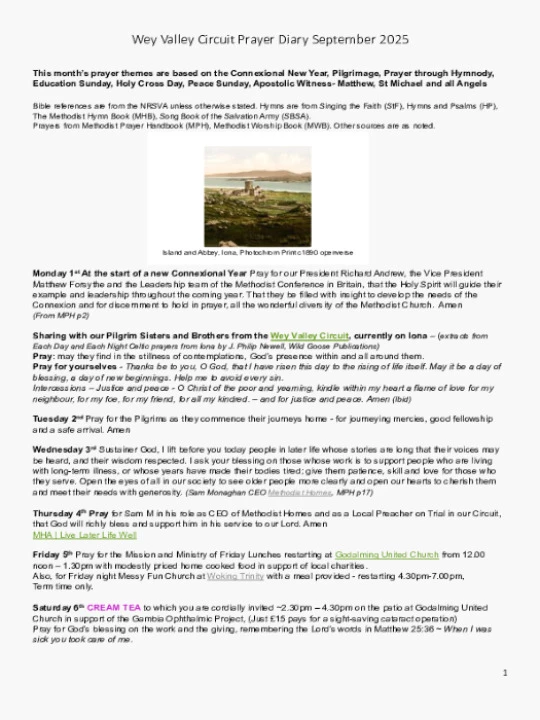 Circuit Prayer Diary – September 2025