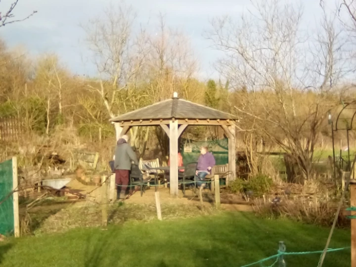 Sown walkers in Parkinsons Garden in Ardington