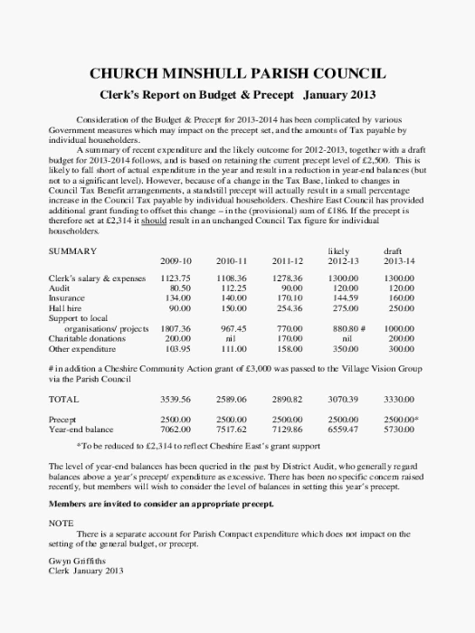 2013-14 Budget & Precept