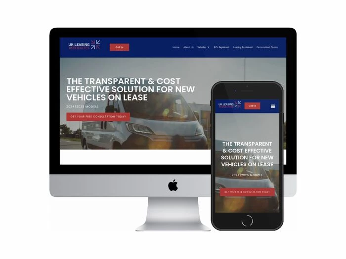 Desktop and mobile screenshots of the UK Leasing Associates website