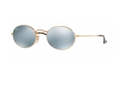 RB3547N _001_30_tq Ray-Ban Oval Flat in Gold with Grey Flash Crystal Lenses