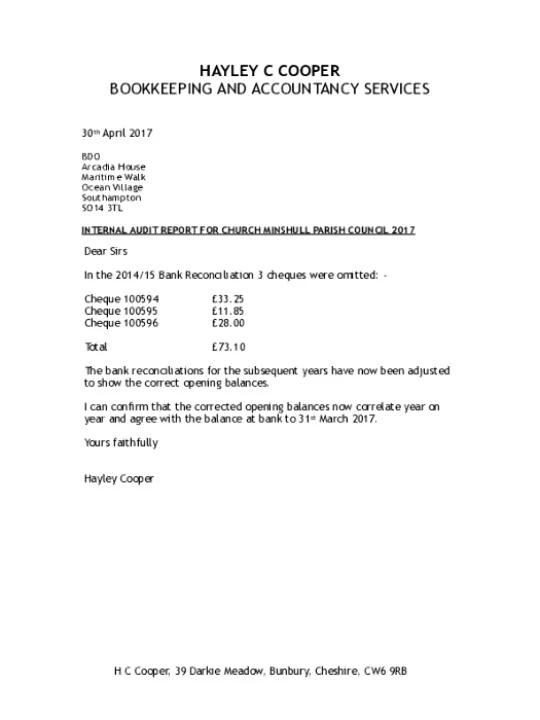 2016-17 Internal Audit Statement