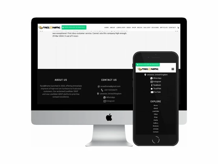Desktop and mobile screenshots of the Race at Home website
