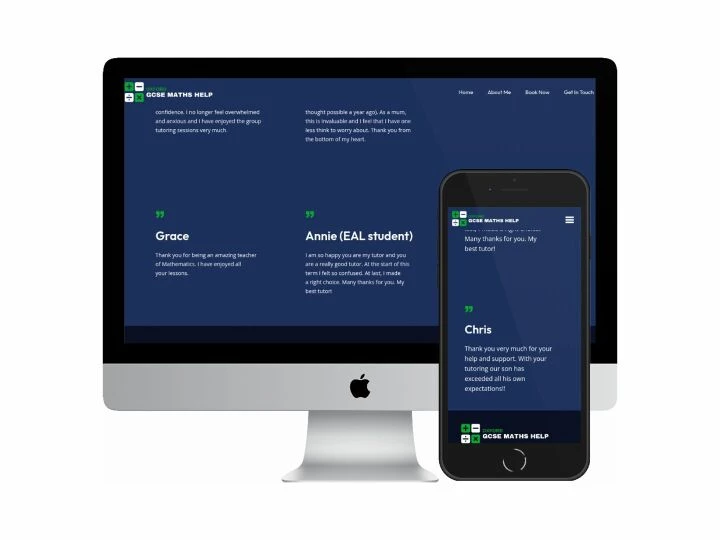 Desktop and mobile screenshots of the GCSE Maths Help website