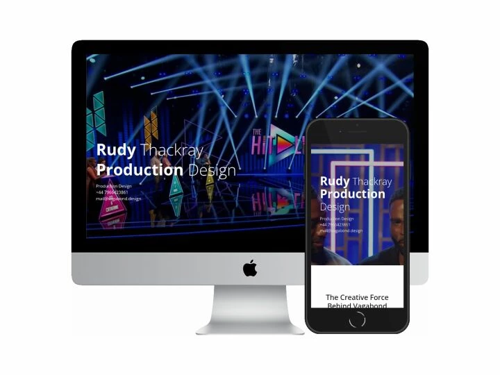 Desktop and mobile screenshots of the Rudi Thackray website