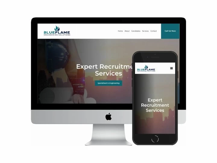 Desktop and mobile screenshots of the Blueflame Engineering Solutions website