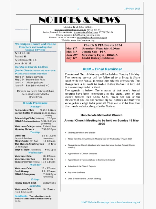 Notices – 18 May 2025