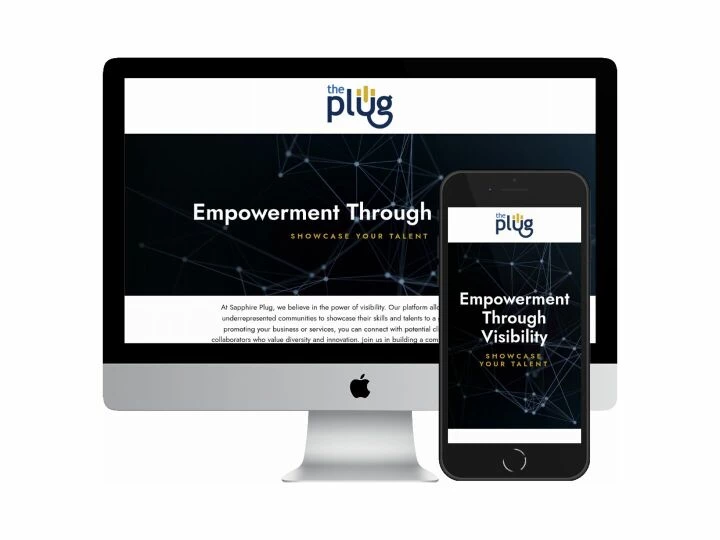 Desktop and mobile screenshots of the Sapphire Plug website