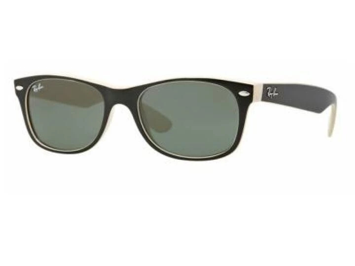 rb2132_875_tq Ray-Ban New Wayfarer Black on Beige Crystal Green