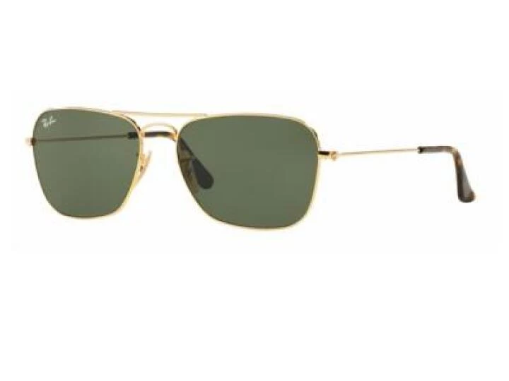 rb3136_001_tq Ray-Ban Caravan Gold with Dark Green Crystal Lenses