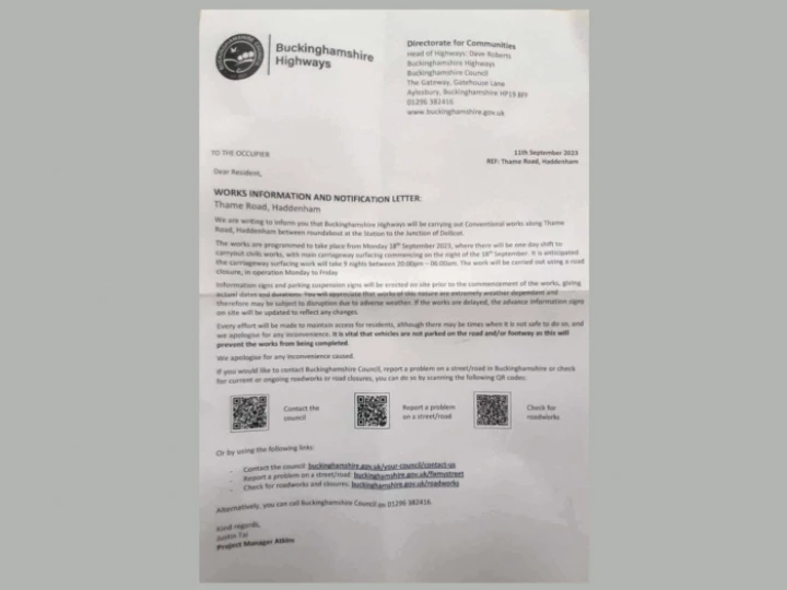 Thame Rd Letter