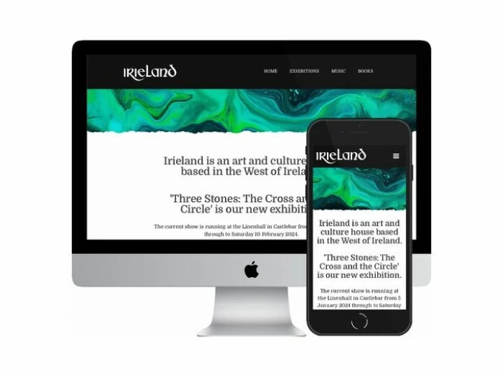 Desktop and mobile screenshots of the Irieland website