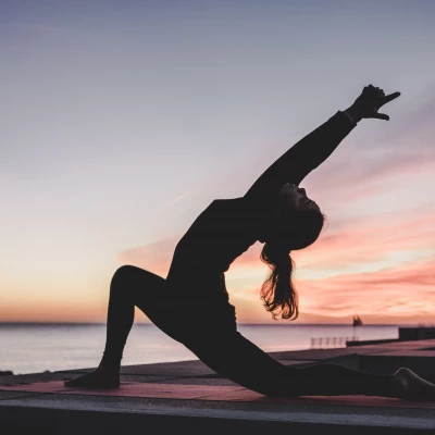 Yoga, sunset, mindfulness