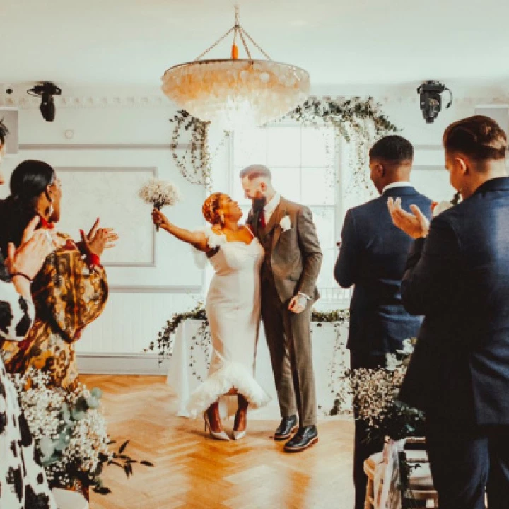 bespoke London wedding reception cocktail dress L