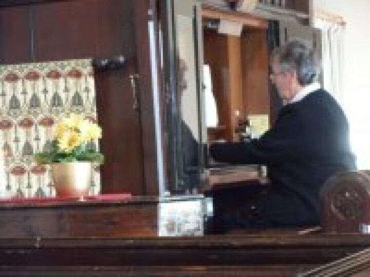 Audrey at the Church organ