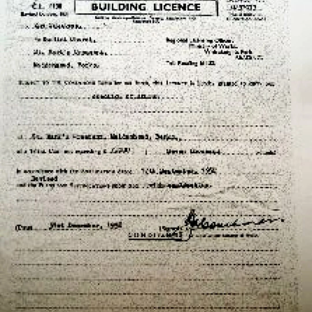 building licence 1952