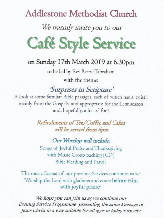 cafe style evening service  march 2019