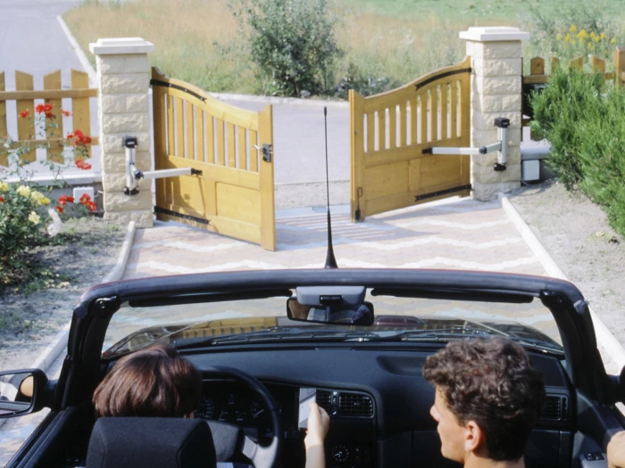 car at automatic gates