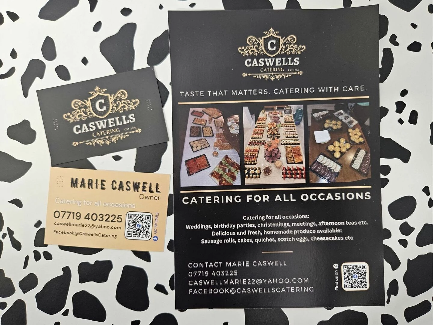 caswells catering flyers and business cards
