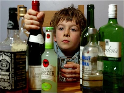 child with alcohol